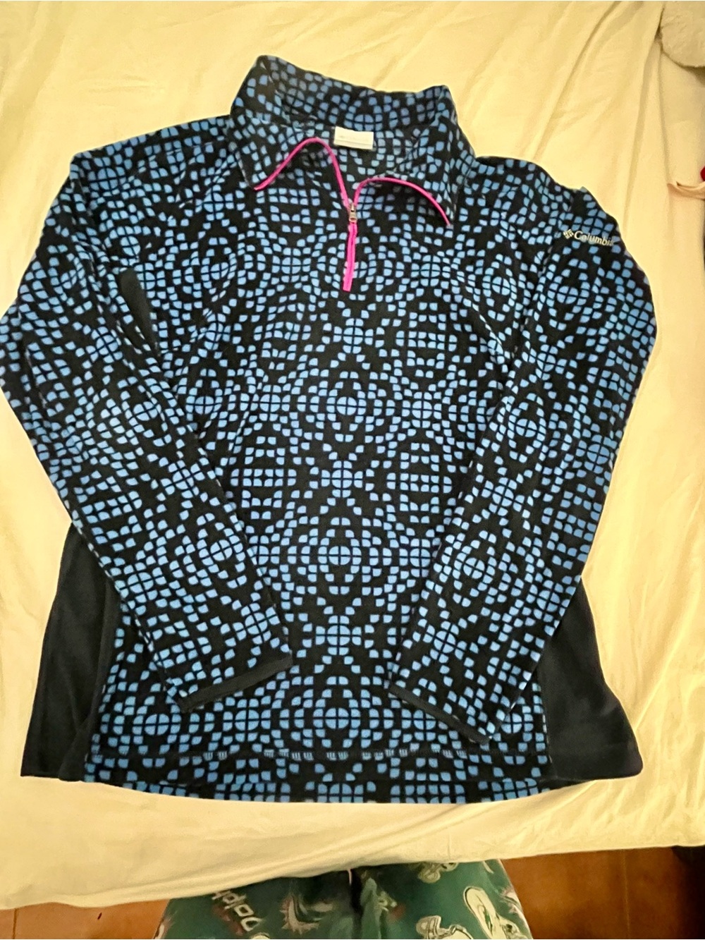 Columbia Blue Patterned Quarter-Zip Pullover